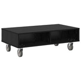 Side Table with Wheels Black Oak 90 x 50 x 30 cm 891017