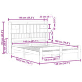 Bookcase Bed without Mattress White 140x190 cm Solid Wood Pine 3308895