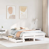 Bed Frame White Solid pinewood King Size Bed Frame Rectangular 3309036