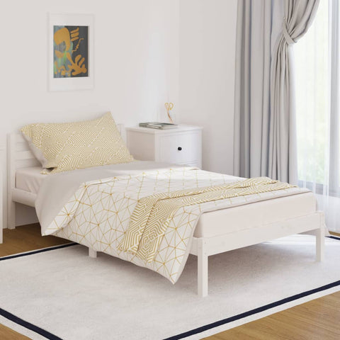 Bed Frame without Mattress Solid Wood Pine 100x200cm White 810421