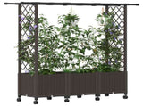 Raised Bed with Trellis and Roof Brown 162.5 x 40 x 142 cm PP 3423116