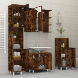4 Piece Bathroom Cabinet Set Smoked Oak Engineered Wood 3187612