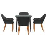 Garden Dining Set with Cushion 5 pcs Black Poly Rattan 3261664