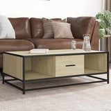 Coffee Table Sonoma Oak 100x57x35 cm Engineered Wood and Metal 848760