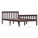 Bed Frame without Mattress Dark Brown Solid Pinewood 120x200 cm 283234