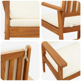 Garden Chair with Cushion 2 pcs Cream White Solid Acacia Wood 4106576