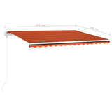 Manual Retractable Awning with LED 4x3 m Orange and Brown 3069945