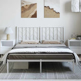 Metal Bed Frame without Mattress with Headboard White 150x200cm 374488