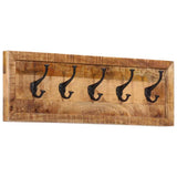 Wall-mounted Coat Rack with 5 Hooks Solid Wood Mango 358955