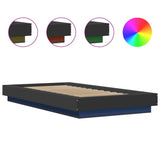 Bed Frame with LED Lights without Mattress Black 90x190cm 3281148