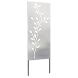 Garden Privacy Screen Floral Silver 50 x 140 cm Stainless steel 876326