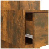 Bed Headboard with Cabinets Smoked Oak Engineered Wood 3115681