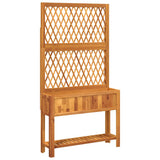 Planter with Trellis and Shelf 100x32x185 cm Solid Wood Acacia 364899