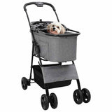 Folding Pet Stroller Adjustable Grey 81 x 47 x 99 cm Polyester 42012436