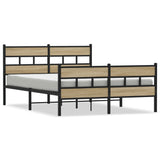 Metal Bed Frame without Mattress Sonoma Oak 140x200 cm 4017121