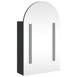 Bathroom Mirror Cabinet with LED Light Arched Black 42x13x70 cm 357975