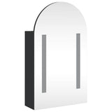 Bathroom Mirror Cabinet with LED Light Arched Black 42x13x70 cm 357975