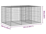 Gabion Basket with Cover 150x100x100 cm Galvanised Iron 3295191