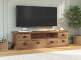 TV Stand with Drawer Natural 110 x 30 x 40 cm Solid Teak Wood 42017955