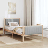 Bed frame Brown and light grey 90 x 200 cm Solid pine wood 878494