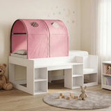 Bed with Tunnel with Shelf 3 pcs White and Pink Engineered Wood 3423500