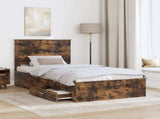 Bed Frame with Drawer Smoked Oak 100 x 200 cm Engineered Wood 3411345