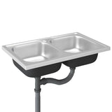 Kitchen Sink with Double Basins Silver 800x500x155 mm Stainless Steel 147234