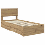 Bed Frame with Drawer Artisan Oak 90 x 190 cm Engineered Wood 3408316
