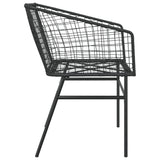 Garden Chair Black PE Rattan, Powder-Coated Steel Durable 369098