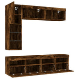 7 Piece TV Wall Cabinet Set with LED Lights Smoked Oak 3216761