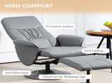 Swivel Recliner Chair with Footstool, PU Leather Armchair and Ottoman with High Back and Round Base T3398P329539