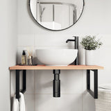 Basin Shelf Wall Mounted Steel and Solid Wood Oak 3302645