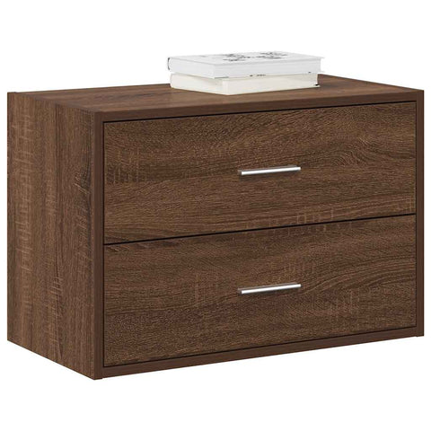 ZNTS Cabinet with 2 Drawers Brown Oak 60x31x40 cm Engineered Wood 858833