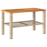 Garden Table Beige 70x38x42 cm Poly Rattan Acacia Wood 366272