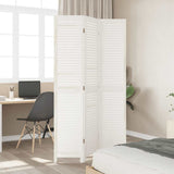 Room Divider 3 Panels White Solid Wood Paulownia 358831