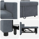 Pull out Sofa Bed Single Dark grey 90 x 165 x 87 cm Velvet 42002698