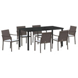 Garden Dining Set 7 pcs Brown Poly rattan 3379048