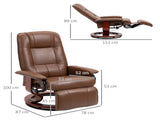 Faux Leather Armchair, with 145&deg Reclining Back and Footrest - Brown T3398P342242