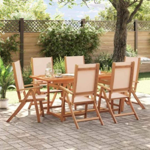 ZNTS 7 Piece Garden Dining Set Solid Wood Acacia and Textilene 3279283