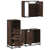 3 Piece Bathroom Furniture Set Brown Oak Engineered Wood 3301029