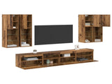 TV Wall Cabinet Set with LED Lights with LED 7 pcs Old Wood 3402794