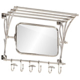 Luggage Rack with Coat Hangers & Mirror Wall Mounted Aluminium 357831