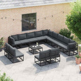 Garden Sofa Set with Cushion 13 pcs Black Aluminium 3378930