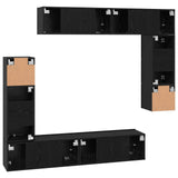 TV Cabinet Set 8 pcs Black Oak Engineered Wood 3393217