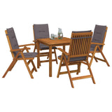 5-Piece Garden Dining Set Natural Solid Acacia Wood 3434597