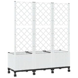 Garden Planter with Trellis&Wheels White 120 x 40 x 146 cm PP 3423060