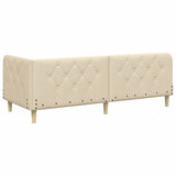 Corner Bed Frame with Headboard Cream 80 x 200 cm Fabric 42016559