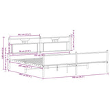Metal Bed Frame without Mattress Smoked Oak 193x201 cm 3325116