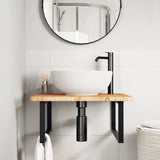 Basin Shelf Wall Mounted Steel and Solid Wood Oak 3302477