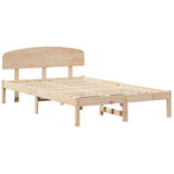 Bed Frame with Headboard Natural 120 x 190 cm Solid Pine Wood 872074